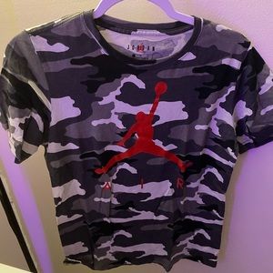 black and gray camp jordan shirt